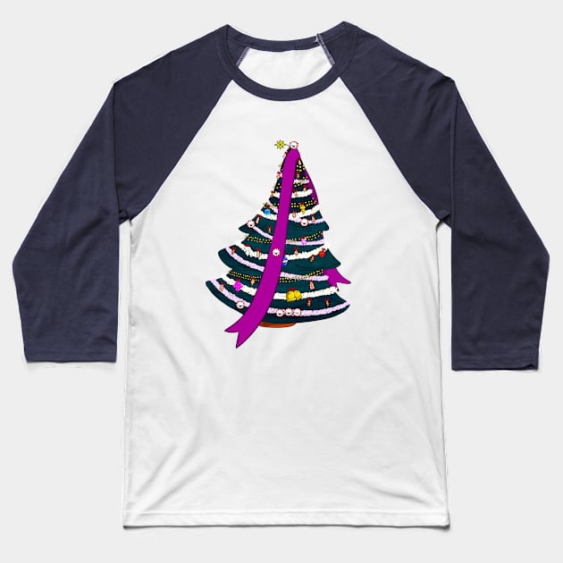 Xmas tree with cute Peppermint candy Baseball T-Shirt by Red Fox